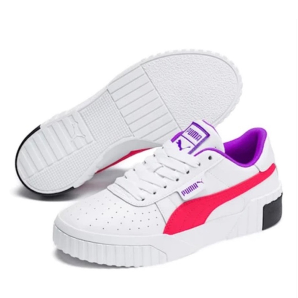 Puma Women's Cali Chase White and Hot Pink Sneakers
